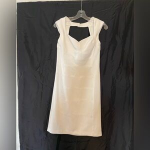 White House Black Market Ivory Sheath Dress with Cutout Neckline